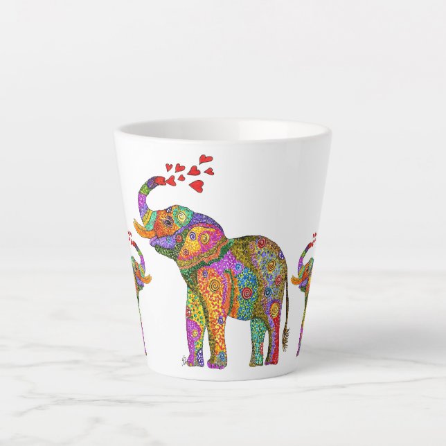 Cute and Colorful Elephant Latte Mug (Front)
