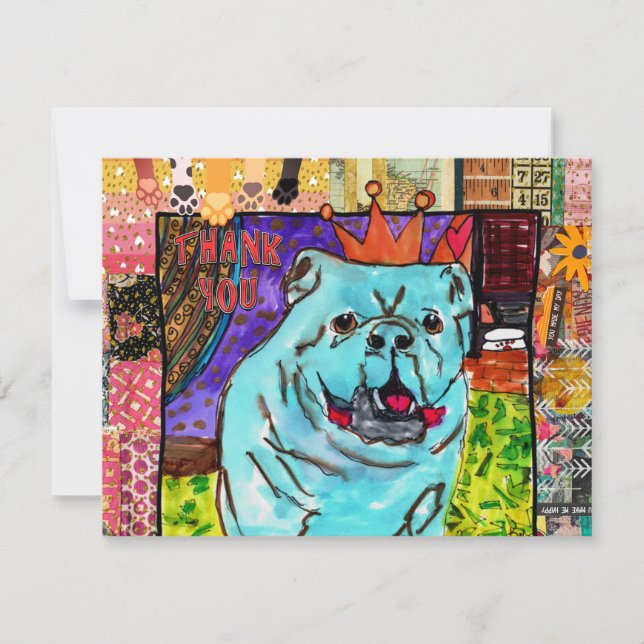 Cute and Colorful English Bulldog Greeting Card (Front)