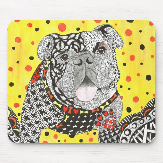 Cute and Colorful English Bulldog Mousepad (Front)