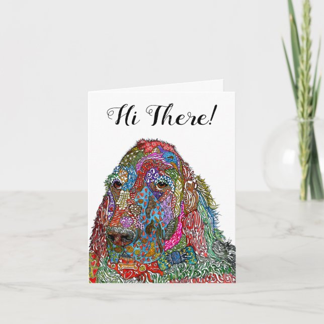 Cute and Colorful English Setter Greeting Card (Front)