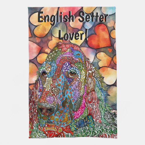 Cute and Colorful English Setter Kitchen Towel