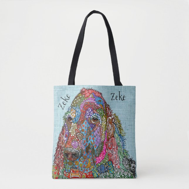 Cute and Colorful English Setter Tote Bag (Front)