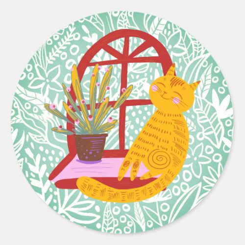 Cute and Colorful Floral Cat Stickers