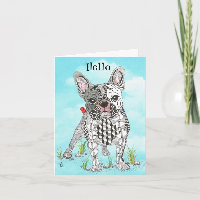 Cute and Colorful French Bulldog Greeting Card (Front)