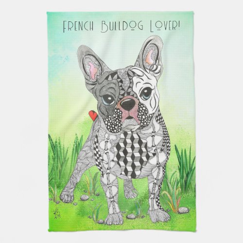 Cute and Colorful French Bulldog Kitchen Towel