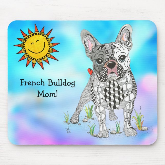 Cute and Colorful French Bulldog Mousepad (Front)