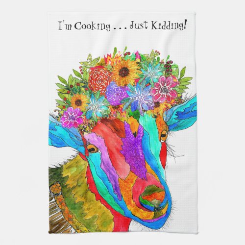 Cute and Colorful Funny Goat Kitchen Towel