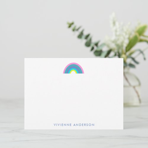 Cute and Colorful Geometric Rainbow Personalized   Note Card