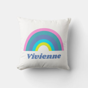 Cute and Colorful Geometric Rainbow Personalized Throw Pillow