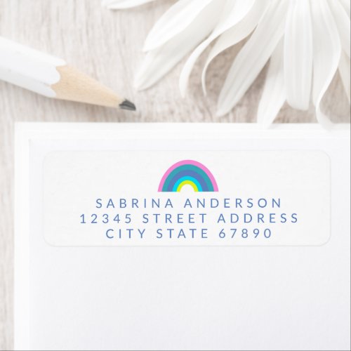 Cute and Colorful Geometric Rainbow Return Address Label