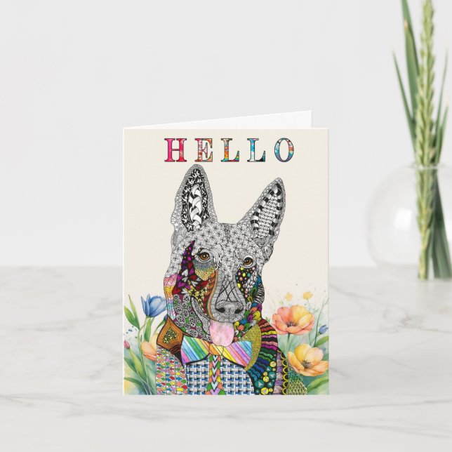 Cute and Colorful German Shepherd Greeting Card (Front)