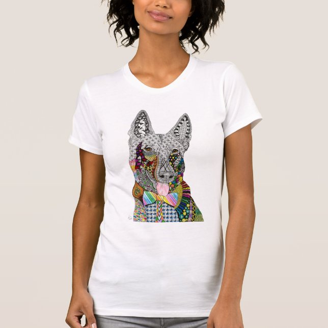 Cute and Colorful German Shepherd T-Shirt (Front)