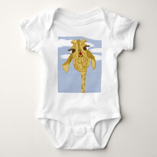 Cute And Colorful Giraffe Baby Bodysuit (Front)