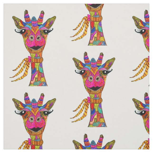 Cute and Colorful Giraffe Fabric (Swatch)
