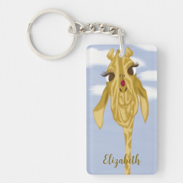 Cute And Colorful Giraffe Keychain (Front)