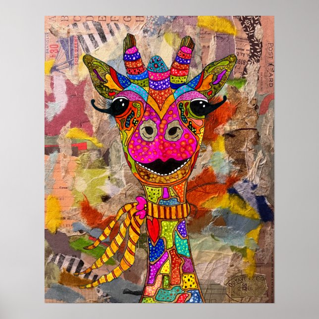 Cute and Colorful Giraffe Poster 16x20" (Front)