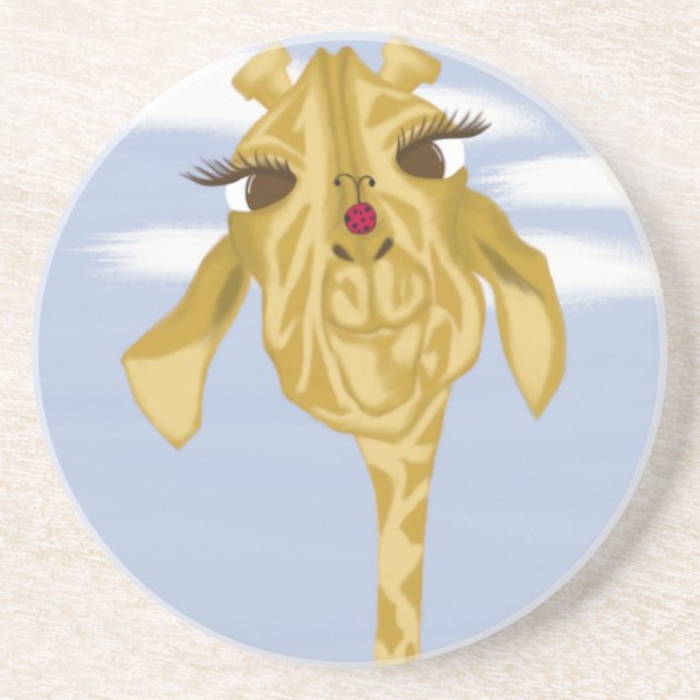 Cute And Colorful Giraffe Sandstone Coaster (Front)