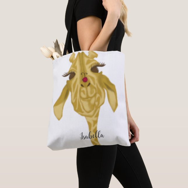 Cute And Colorful Giraffe Tote Bag (Close Up)
