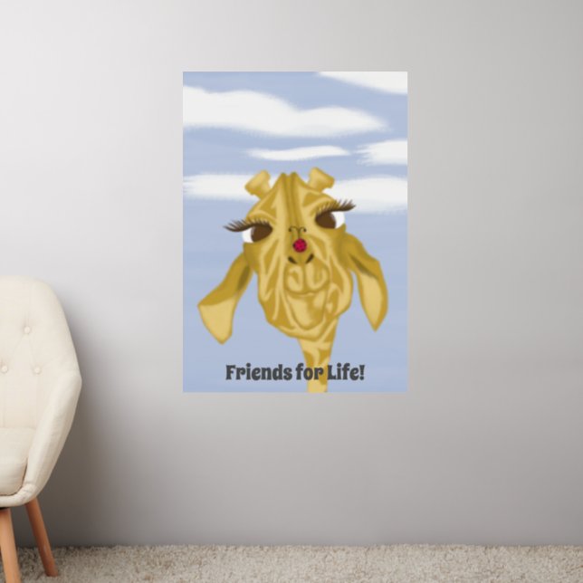 Cute And Colorful Giraffe Wall Decal (Living Room 2)