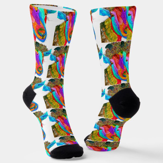 Cute and Colorful Goat Socks (Angled)