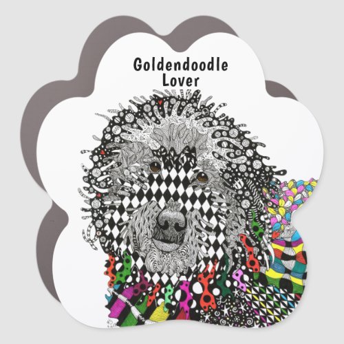 Cute and Colorful Goldendoodle Lover Car Magnet