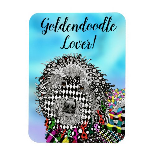 Cute and Colorful Goldendoodle Magnet 3x4
