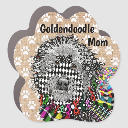 Cute and Colorful Goldendoodle Mom Car Magnet