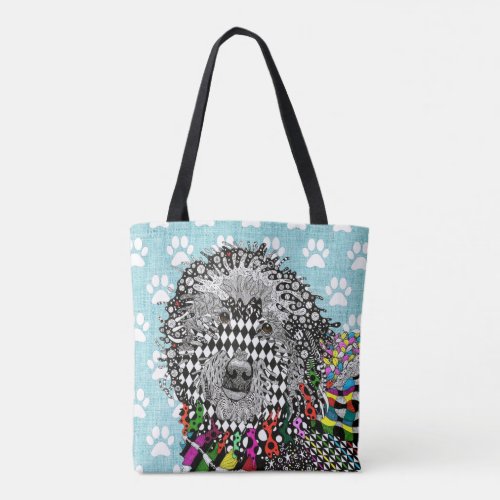 Cute and Colorful Goldendoodle Tote Bag