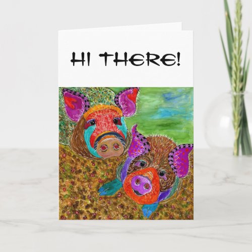 Cute and Colorful Guinea Hogs Greeting Card