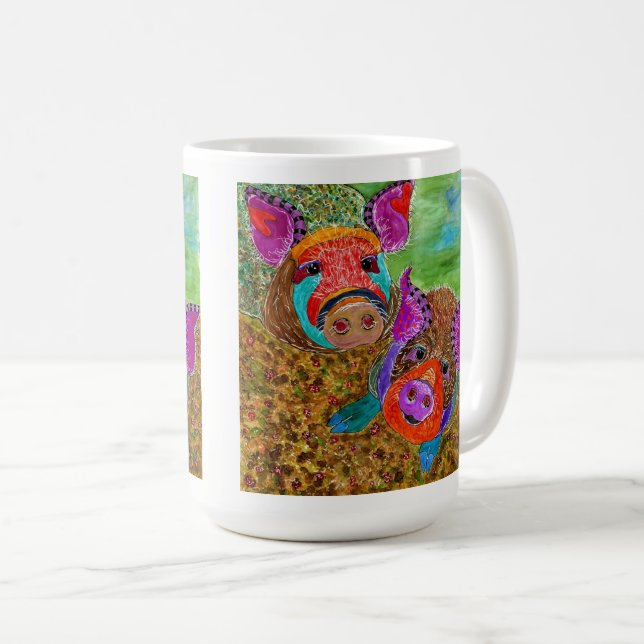 Cute and Colorful Guinea Hogs Pigs Mug (Front Right)