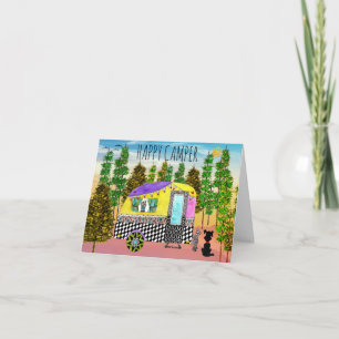 Cute and Colorful Happy Camper Greeting Card