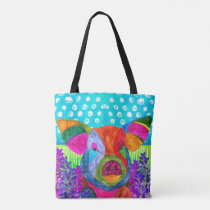 Cute and Colorful Happy Pig Tote Bag
