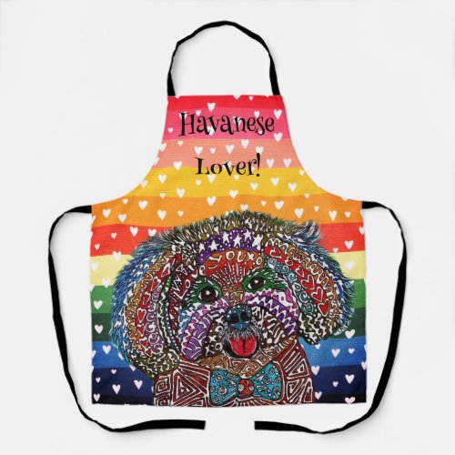 Cute and Colorful Havanese Dog   Apron