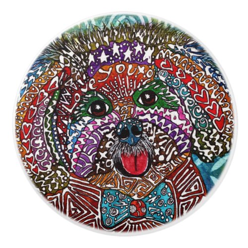 Cute and Colorful Havanese Dog Ceramic Knob