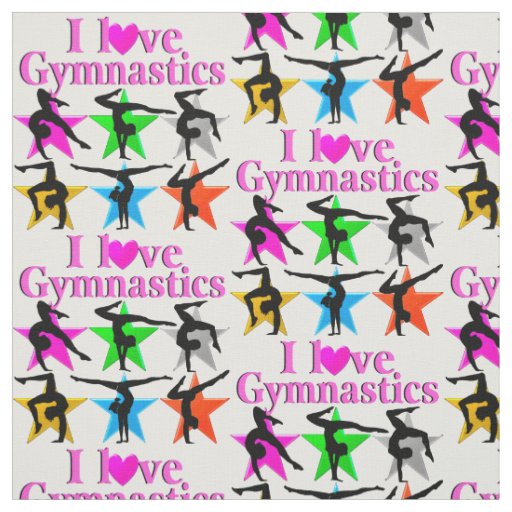 CUTE AND COLORFUL I LOVE GYMNASTICS DESIGN FABRIC