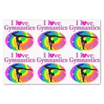 Cute And Colorful I Love Gymnastics Design Tissue Paper by MySportsStar at Zazzle