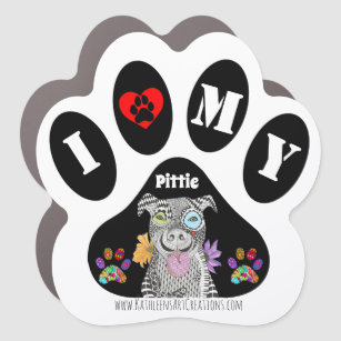 Cute and Colorful I Love My Pit Bull Car Magnet