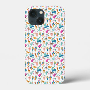 Cute and Colorful Jungle Animals Pattern iPhone 13 Mini Case