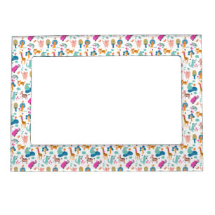 Cute and Colorful Jungle Animals Pattern Magnetic Frame