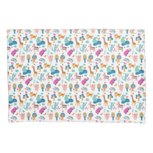 Cute and Colorful Jungle Animals Pattern Pillow Case