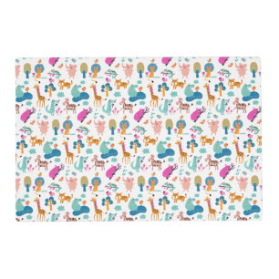 Cute and Colorful Jungle Animals Pattern Placemat