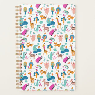 Cute and Colorful Jungle Animals Pattern Planner