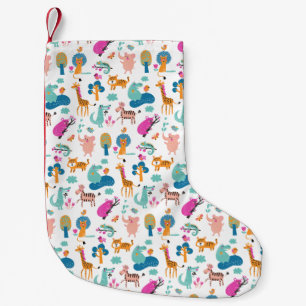 Cute and Colorful Jungle Animals Pattern Small Christmas Stocking