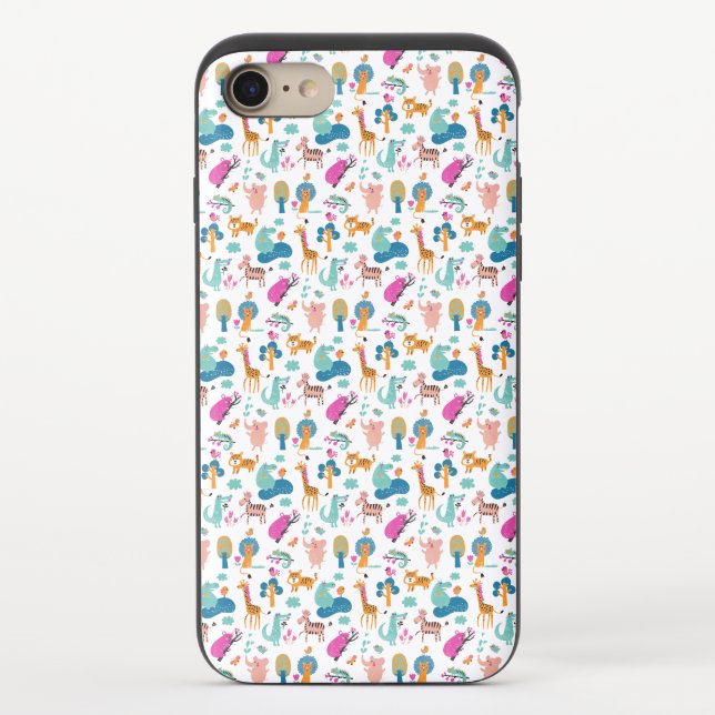 Cute and Colorful Jungle Animals Pattern Uncommon iPhone Case (Back)