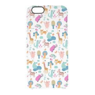 Cute and Colorful Jungle Animals Pattern Clear iPhone 6/6S Case