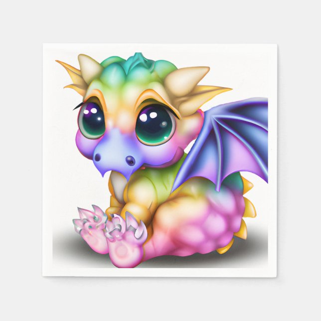 Cute and Colorful Kawaii Baby Dargon  Napkins (Front)