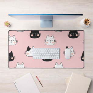Cute and colorful kawaii cats seamless pattern desk mat