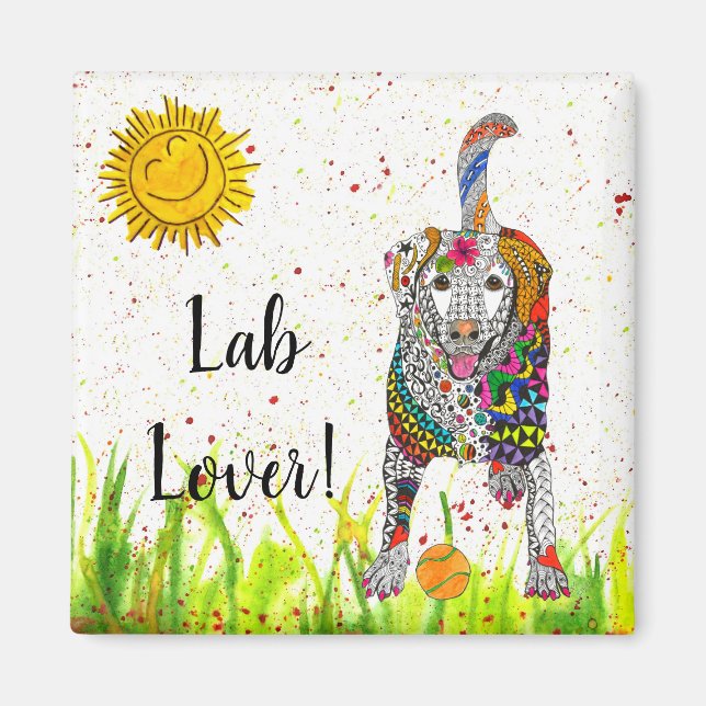 Cute and Colorful Labrador Retriever Magnet 2" (Front)
