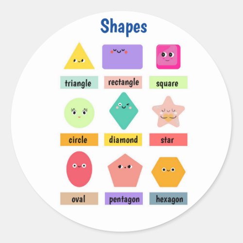 Cute and Colorful Learn Your Shapes Classic Round Sticker