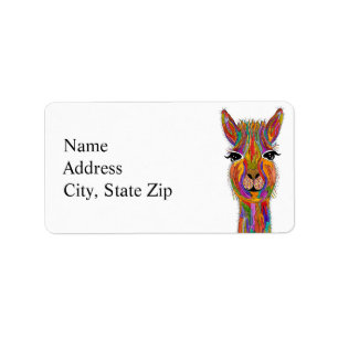 Cute and Colorful Llama Address Label